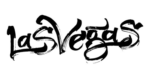 Las Vegas. Modern Calligraphy Hand Lettering for Serigraphy Print.