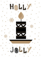 Chrismas card in scandinavian style. Candle