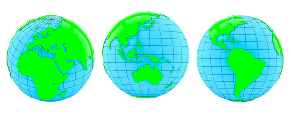 Set of Earths in different rotation phases