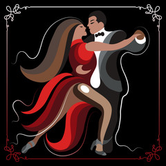 Illustration of a couple dancing the tango 2