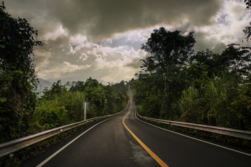 Rural Country Road on the Mountain of Doi Phuka National Reserved Park, Nan Province, Thailand