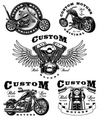 Set of biker illustrations on white background_3 (raster version)