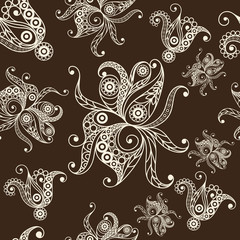 Seamless pattern with lace flower 1 brown
