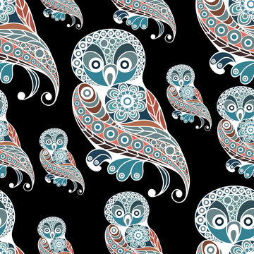 Seamless pattern with lace owl  2