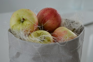 Fresh apples in the basket