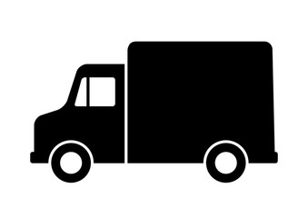 Black delivery van on white background