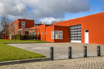 Red commercial building