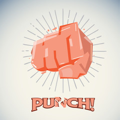 Hitting fist. protest and attact concept - vector