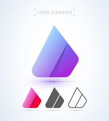 Vector abstract logo elements. Material design, flat, line style. Mountain illustration