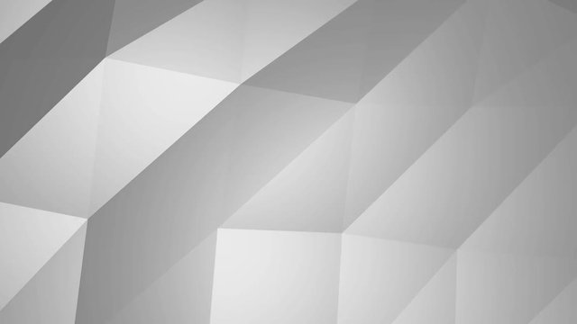 Abstract cg polygonal crystal grey surface. Geometric poly triangles motion background.