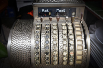 mechanic cash register or pay desk in vintage design