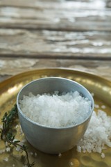 Bowl of salt in a plate