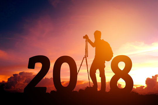 Silhouette young photography Happy for 2018 new year