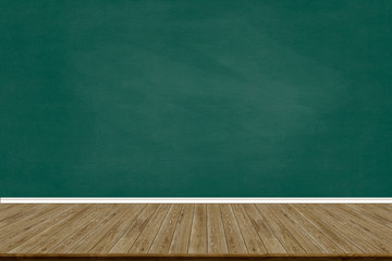 Abstract wood floor texture and chalk rubbed out on blackboard, for text or drawing, Education concept, Interior design display product.