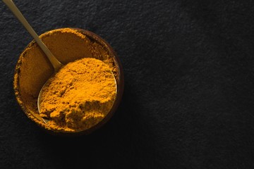 Turmeric powder in bowl 