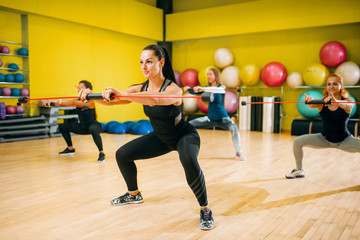 Women group on fitness training, aerobic
