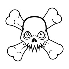 Crossbones / skull pirate sign, danger or poison flat icon for applications and websites