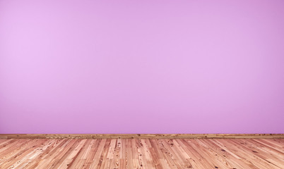 Empty interior with pink wall and wood floor 3D Rendering