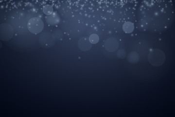 Glare bokeh on a dark background. Blue shine. Glowing particles. Celebratory background. Abstract light background. Vector