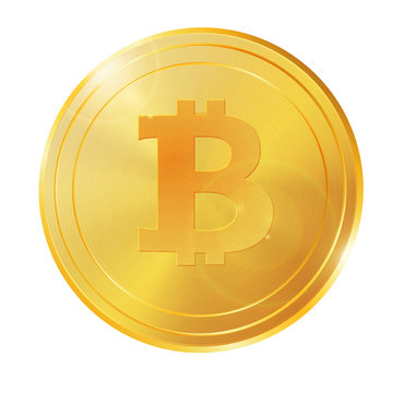 Realistic 3d golden bitcoin coin vector illustration for fintech net banking and blockchain concept