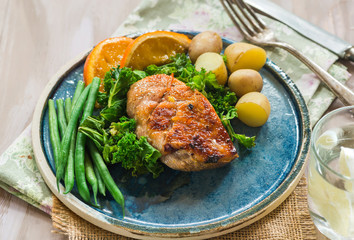 Roast duck fillets with orange marmalade and chilli glaze