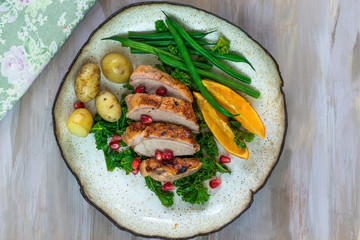 Roast duck fillets with orange marmalade and chilli glaze