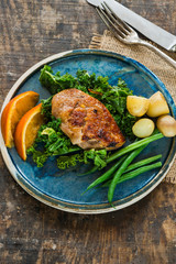 Roast duck fillets with orange marmalade and chilli glaze