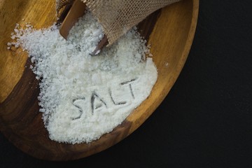 Sea salt spilling out of sack