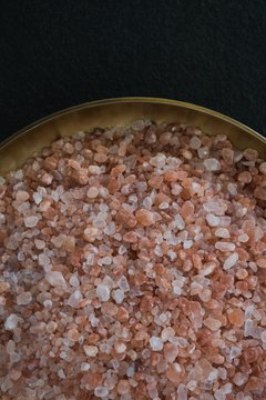 Sea salt in wooden bowl