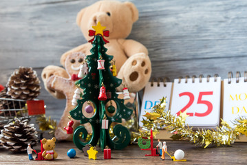 miniature people prepare Christmas party, christmas decoration concept