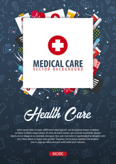 Medical care. Medical background. Health care. Vector medicine illustration.