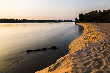 Sunset over Vistula river near Warsaw, Poland