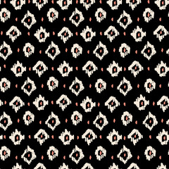 simple tie dye seamless pattern, black ikat vector for fabric fashion