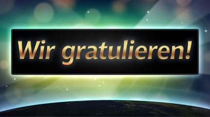 Golden Wow sign on black, shining  screen © little_rat