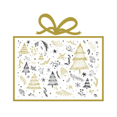 Christmas gift box design on white background vector illustration