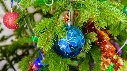 Christmas ball on branch