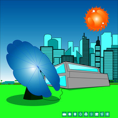 Ciudad con energía limpia, renovable e inteligente con el sol © Icruci