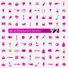 Set of restaurant stickers