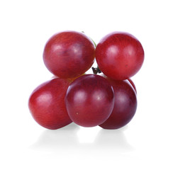 Ripe red grapes isolated on white background