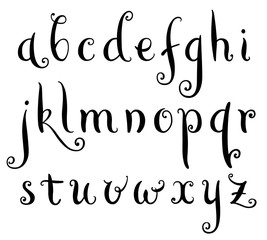 Fototapeta premium Fairytale hand drawn alphabet. Brush painted letters. Vector illustration.