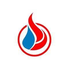 Flame, oil, water drop shape for natural gas company logo design template vector
