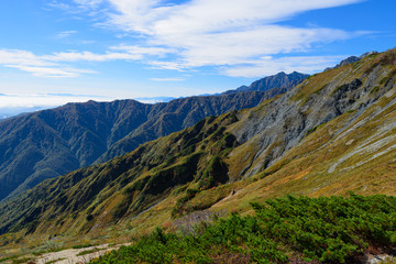 長野　北アルプス　八方尾根の紅葉