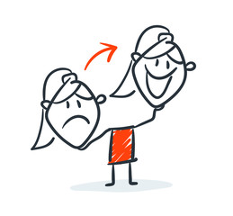 Strichfiguren - Frauchen: Stimmung, Glück. (22)