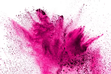 Tuinposter Abstract pink powder explosion on white background. © Pattadis
