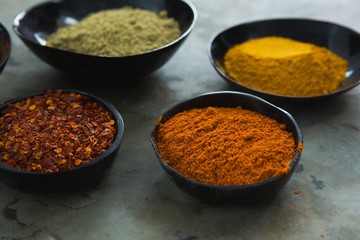 Various spices powder in bowl