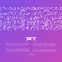 Testimonials and quote concept with thin line icons of review, feedback, survey, comment. Vector illustration for banner, web page, print media.