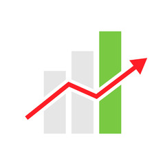 Mobile Graph Vector Icon. Simple flat chart ico colorful progressive. Diagram finance business growth infographic bar.