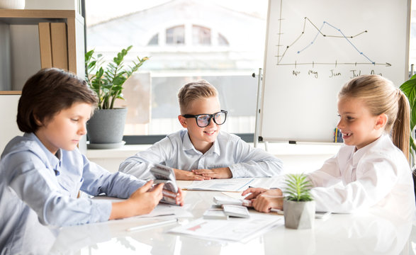 Cheerful Children Are Earning Money