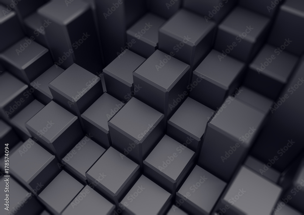 Poster abstract futuristic background. 3d rendering backdrop with cubic structure.