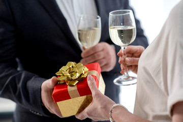 Cheerful mature couple celebrating their anniversary